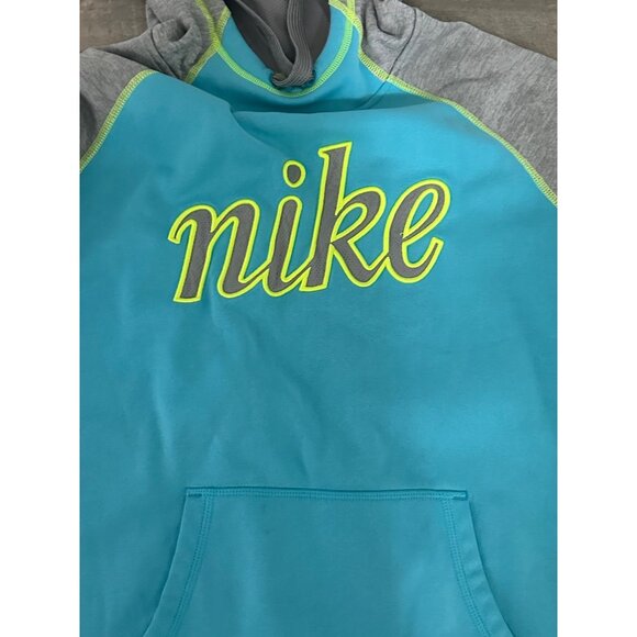 Nike Women's Teal & Gray Hoodie With Thumb Holes - Large therma fit - Picture 2 of 9